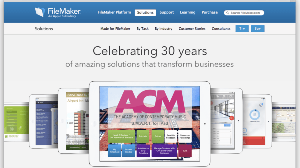 FileMaker.com Celebrating 30 years of amazing solutions that transform businesses.