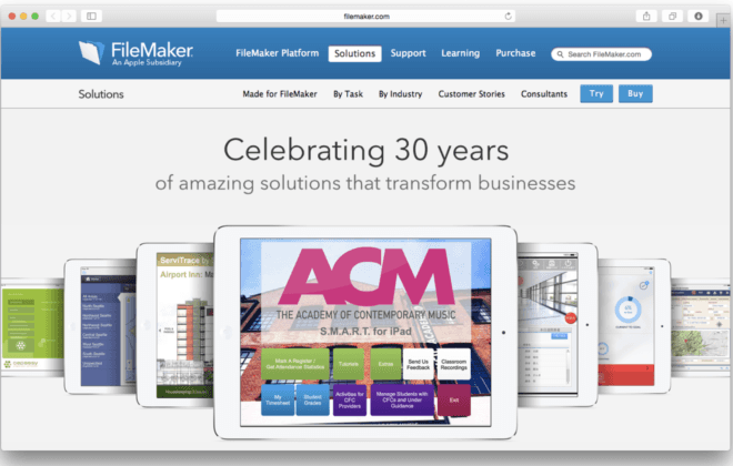 FileMaker.com Celebrating 30 years of amazing solutions that transform businesses.