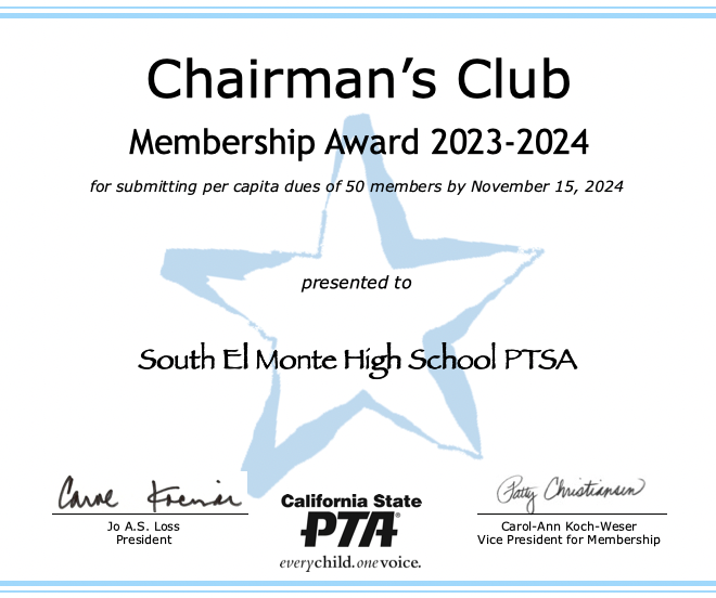 PTA Chairman Cert